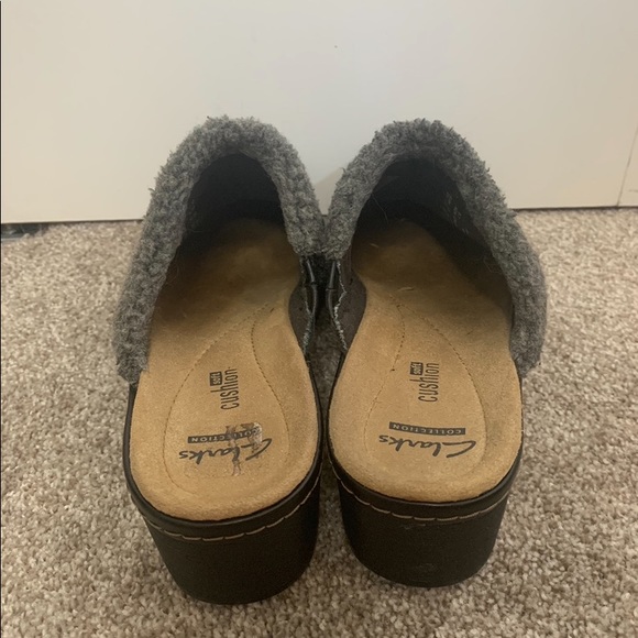 Clarks Soft Cushion Mule Loafers Sherpa Lined Clogs - Picture 4 of 6